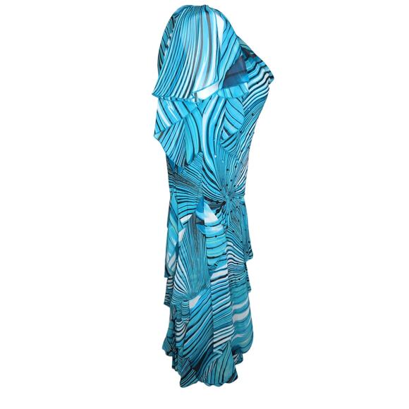 Vintage Y2K Chiffon Beaded Cowl Neck Dress Asymmetric Hem 14 Fairy Grunge Witchy - Picture 4 of 8